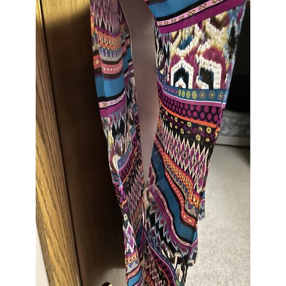 Chicos Top S / M Poncho Stitched Sides Lightweight AZTEC Southwest D25 - Picture 3 of 8